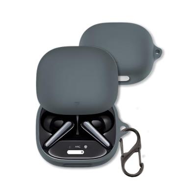 Imagem de Capa para fones de ouvido Anker Soundcore Liberty 4 Pro, capa protetora de silicone macio FJIASTB com mosquetão, à prova de choque (cinza)