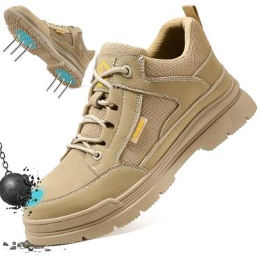 Imagem de Gsutenmre Tênis de bico de aço para homens e mulheres tênis de trabalho leve masculino indestrutível de segurança à prova de perfuração, tênis de construção de bico composto, Arena, 42