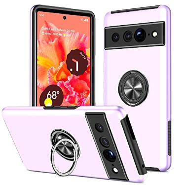 Imagem de SORAKA Capa para Google Pixel 7 Pro com suporte de anel invisível e placa de metal para montagem magnética em carro Capa rígida para PC Capa Google Pixel 7 Pro Capa resistente de nível militar