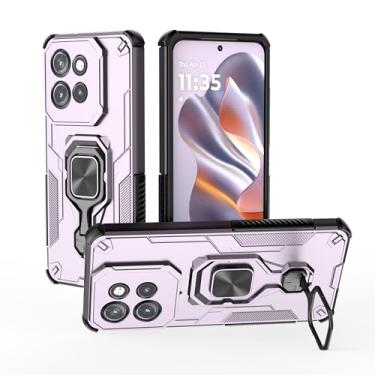 Imagem de SORAKA Capa para Motorola Edge 50 Neo com suporte metálico giratório de 360 graus peça de ferro magnética para suporte magnético para telefone de carro