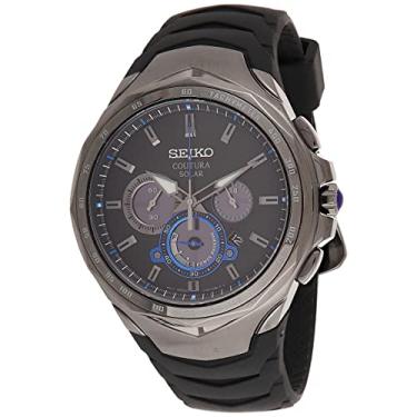 Imagem de Coutura Relógio masculino com cronógrafo solar, preto, branco, azul., Cronógrafo