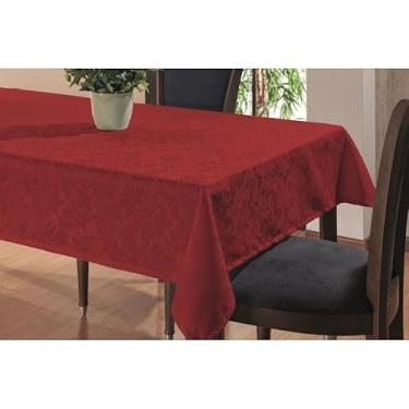 Imagem de Toalha de Mesa Jacquard de Ibitinga - Tecido Premium 100% Poliéster, Antimanchas e Fácil de Lavar - Para 4, 6, 8 ou 10 Lugares - Branca, Preta, Azul Tifanny e Mais Cores (Vermelha)