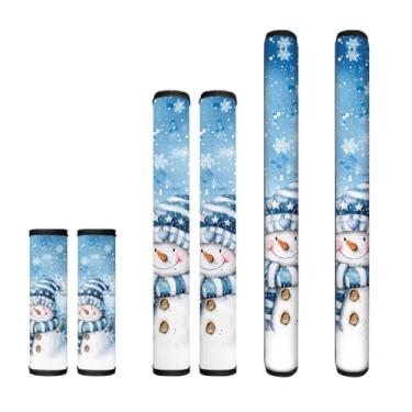 Imagem de NETILGEN Conjunto de 6 capas decorativas de maçanetas de geladeira para cozinha doméstica, antiderrapante, decoração de eletrodomésticos para geladeira, lava-louças, micro-ondas, Natal, boneco de neve