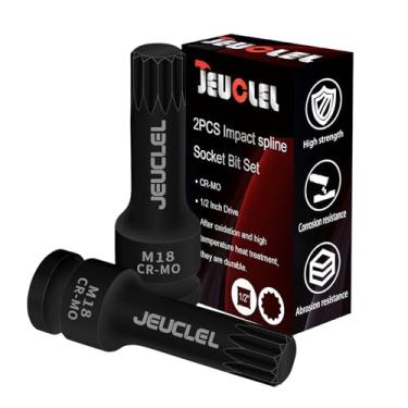 Imagem de JEUCLEL 2 peças M18 soquete quadrado triplo de ranhura de impacto, soquete quadrado triplo de acionamento de impacto de 18 mm, adaptador de chave de fenda com extensão de aço Cr-Mo