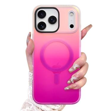 Imagem de AIGOMARA Capa magnética para iPhone 17 Pro Max, compatível com Magsafe, capa iridescente fluorescente para mulheres e meninas, capa protetora fosca translúcida à prova de choque de 6,9 polegadas 2025