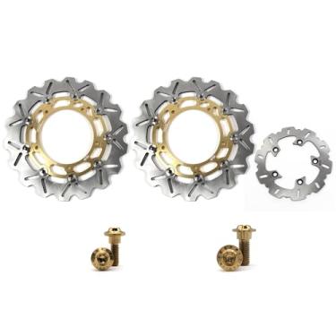 Imagem de Arashi Discos de freio dianteiros traseiros rotores com parafusos de montagem para Yamaha YZF R6 2003-2004, peças de acessórios de reposição de motocicleta