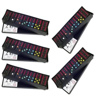 Imagem de Kit 5 Brinquedos Jogo de Dominó 28 Peças - Dia das crianças - Genérica