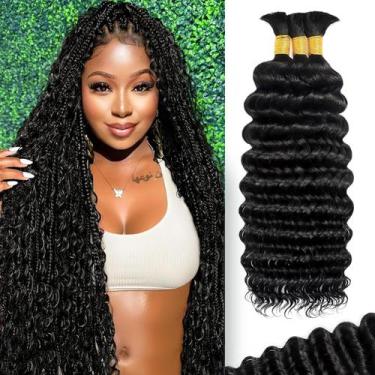 Imagem de Cabelo trançado humano BIZVUS Deep Wave Boho 120g 16", 3 pacotes