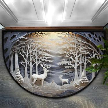 Imagem de Tapete cfpolar Christmas Reindeer meio redondo 61x91 cm