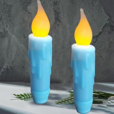 Imagem de Lâmpada LINCOUNTRY Blue LED Flameless Taper Velas 12cm