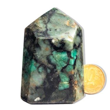 Imagem de Ponta Esmeralda Verde Pedra Natural 5 a 6cm 80 a 120g Tipo C - Cristai