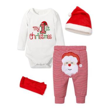Imagem de Roupa de bebê Abbence, 4 peças, meu primeiro Natal, de 0 a 3 meses