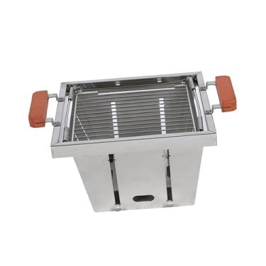 Imagem de Generic Churrasqueira dobrável a carvão, grelha de metal portátil, rede para churrasco, para piqueniques à do lago, churrascos em fazendas, Prata