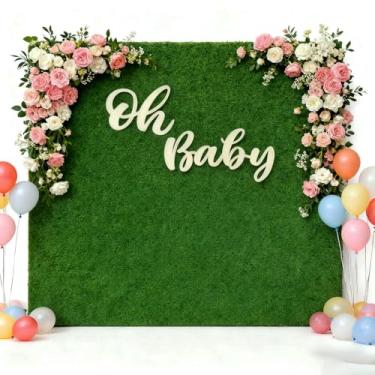 Imagem de Placa de madeira Oh Baby para pano de fundo, placa de chá de bebê, letras de madeira, faixa de festa para menino/menina revelar decorações de festa (WOOD2)