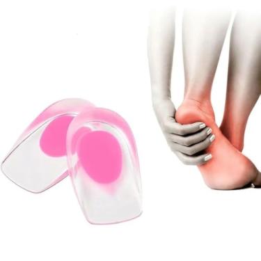 Imagem de Calcanheira Gel Par Palmilha Calcanhar Ortopédica Silicone Massageadora Protetor de Calcanhar Conforto e Alívio de Dor Esporão De Calcâneo Esporte Anti Impacto Fascite Plantar Marca ATM (P)