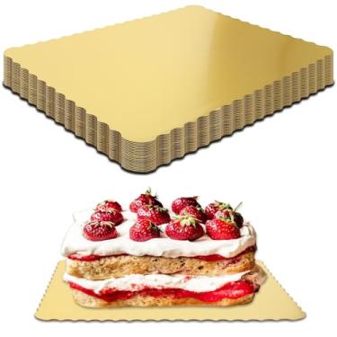 Imagem de Anscher Pacote com 50 tábuas de bolo retangulares à prova de gordura de 35,5 x 25,4 cm, bloco de bolo ondulado de parede única, base de sobremesa retangular recortada retangular para pizza de bolo