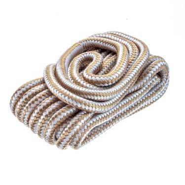 Imagem de Attwood 117567-7 linha de ancoragem de nylon trançado duplo premium 117567-19 cm de diâmetro x 63 cm de comprimento de ancoragem dourado/branco e corda