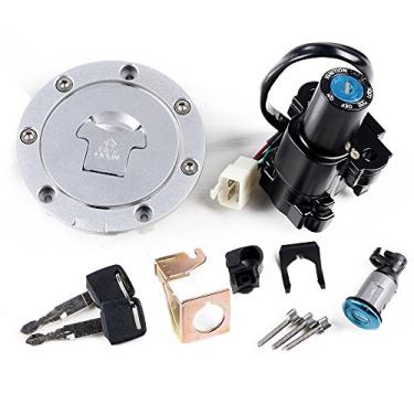 Imagem de NAAMOTOMOX Compatível com Honda 2004-2007 CBR 1000RR 2003-2006 600RR Conjunto completo Tampa do tanque de combustível do assento do interruptor de ignição com chave de bloqueio