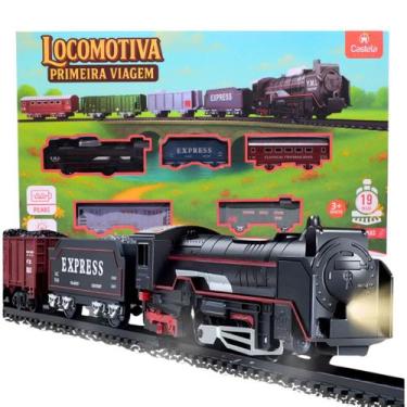 Imagem de Trenzinho Trem 4 Vagões Locomotiva Luz Brinquedo elétrico CBS0037 - Ca