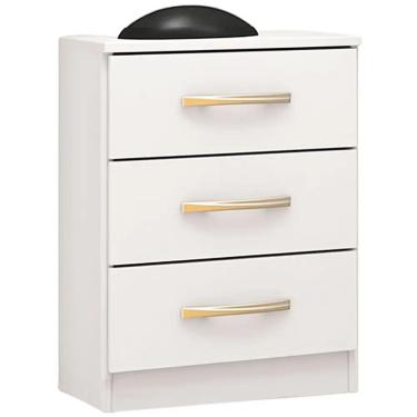 Imagem de Mesa de Cabeceira Leme com 3 Gavetas Primicias Cor Branco
