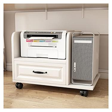 Imagem de Suporte de CPU de madeira para PC, suporte de mesa móvel, suporte de chão para PC, rodas fundidas, suporte de impressora simples sob a mesa, suporte de 4 cores (cor: dourado, tamanho: CH)