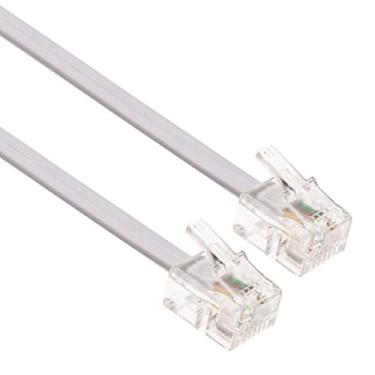 Imagem de Cabo RJ11 ADSL de 20 metros de extensão para telefone, plugue telefônico de alta velocidade Xfinity Internet banda larga macho para macho roteador e modem para tomada de telefone RJ11, microfiltro, fio fixo (branco)