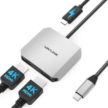 Imagem de WAVLINK Adaptador HDMI, divisor USB C para HDMI duplo, dual 4K a 60 Hz hdmi, 100 W PD, compatível com Dell XPS/HP/Lenovo/Surface/Type C laptop/sistema Windows