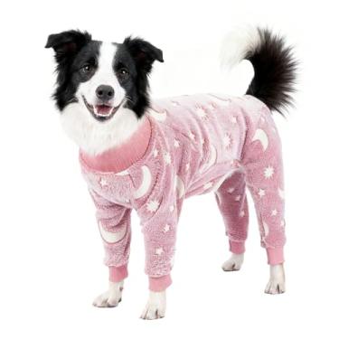 Imagem de GabeFish Pijama aconchegante de pelúcia, pijama de lã para cães, manga comprida macia, macacão fofo de quatro pernas para animais de estimação, rosa médio