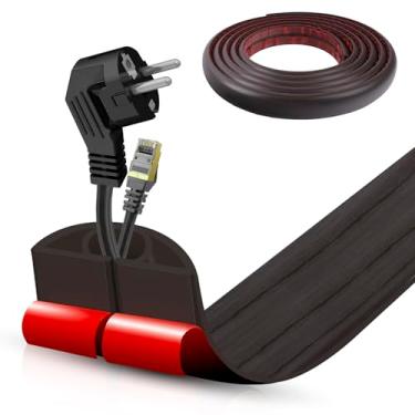 Imagem de Escondedor autoadesivo para cabo de piso, gerenciamento de cabos de 3 m, protetor de faixa de extensão para fios, evita viagens de cabos para escritórios, academias, exposições. Cavidade: 1,3 cm (L) x