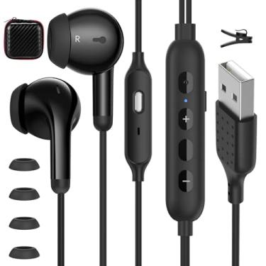 Imagem de APETOO Fones de ouvido USB para computador com 2 equalizadores predefinidos – aumento de graves e vocal claro – microfone e controle de volume, botão mudo, fone de ouvido estéreo HiFi com cancelamento