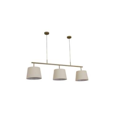 Imagem de Lustre Pendente Tocheiro Trio Retangular 3 Cúpulas Champanhe 1,30m 777