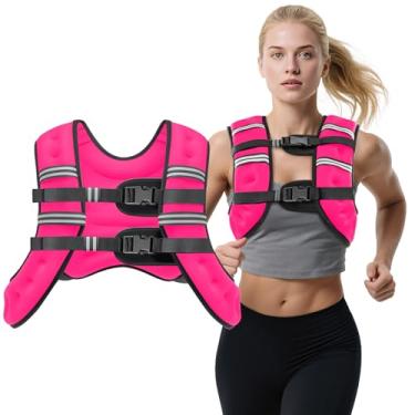 Imagem de Colete pesado, 3,6 kg/5,4 kg/7,3 kg/9 kg, colete de peso com listras refletivas para homens e mulheres, duas tiras de ajuste para treino, treinamento de força, corrida, fitness, musculação, perda de