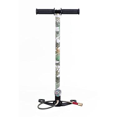Imagem de Bomba de bicicleta de aço inoxidável de alta pressão com medidor de pressão extra grande 0-40Mpa bomba de ar para todas as válvulas (base grande de aço inoxidável dobrável)