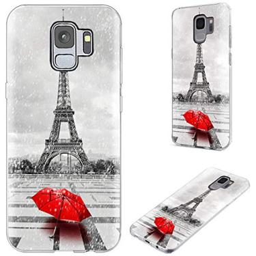 Imagem de Capa para Samsung Galaxy S9 para homens mulheres e meninas, capa protetora completa anti-arranhões fina flexível de silicone TPU macio design para Samsung Galaxy S9, França Paris Torre Eiffel chuva