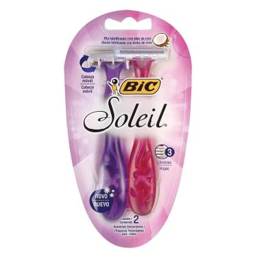 Imagem de Aparelho de Depilação Bic Soleil Feminino Corpo Rosa e Roxo - 12 Embalagens com 2 Unidades