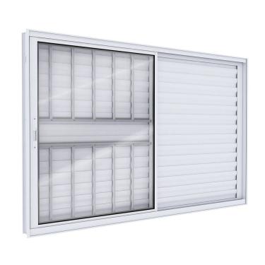 Imagem de Janela Veneziana de Aluminio de Correr Lateral com Grade 100x150cm Lucasa Ideale Branco