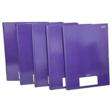 Imagem de Caderno Brochura Grande 96 Folhas Universitario Stiff 5 Unid, Roxo