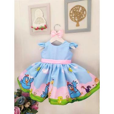 Imagem de Vestido Galinha Pintadinha Azul Infantil Luxo Festa Infantil - Fabulos