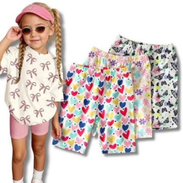 Imagem de Kit C/ 5 Bermudas Ciclista em Malha Algodão Menina Tamanho 4 ao 16 - G