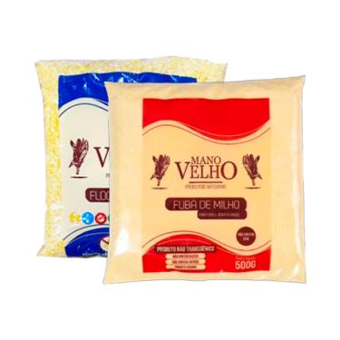 Imagem de Kit Flocos de Milho e Fubá de Milho Natural Não Transgênico Mano Velho