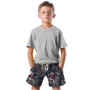 Imagem de Shorts Infantil Bermuda Calção Praia Verão Cogumelos Arte Cogu 214 - S