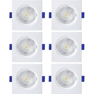 Imagem de Kit 6 Spot de Led Embutir Slim PAR20 Quadrado 8W Bivolt 6500K Frio