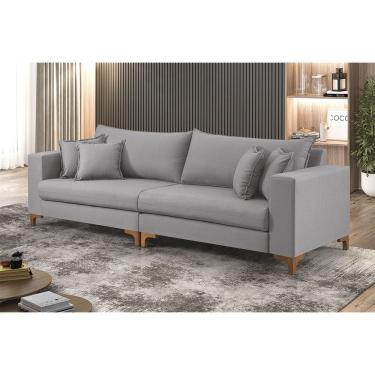Imagem de Sofa Fixo 3 Lugares 2,20m M-197  Molas Bonnel, Almofadas Soltas e Revestimento em Linho - Estofados Martins