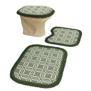 Imagem de Tapete para Banheiro, Kit Tapete Banheiro 3 Peças, 42×45cm,Confortável Sob Os Pés, Esteticamente AgradáVel e DuráVel tapete banheiro,tapete para banheiro(VERDE MUSGO B)