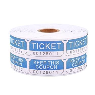 Imagem de Rolo de 1000 RaffleTickets duplos azuis, sorteios imprimíveis para lazer, assistir a filmes, entretenimento