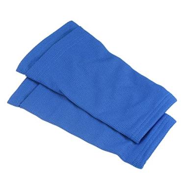 Imagem de Meias para caneleiras de futebol tamanho G, pacote com 4 mangas respiráveis para corrida, azul