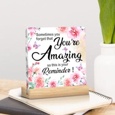 Imagem de Presentes motivacionais inspiradores para mulheres, amigas, menina, floral, decoração de escritório, decoração de mesa, aniversário, Natal, formatura, placa acrílica, placa decorativa para estante de