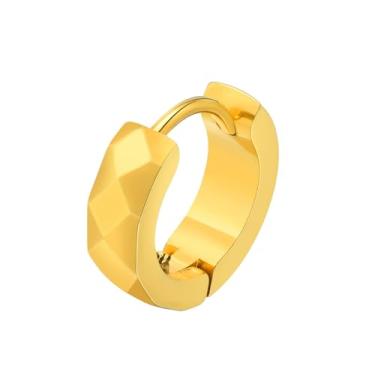Imagem de Brincos masculinos de argola pequenos de aço inoxidável, hipoalergênicos, corte losango, joia hip hop para namorado ou namorada, 12.5mm*12.5mm, Aço inoxidável, Sem pedra preciosa