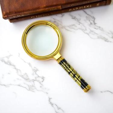 Imagem de Generic 1 lupa portátil com design de dragão, lente de vidro ABS com ampliação de 10x, tom dourado de 7 cm