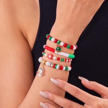 Imagem de Pulseiras de Natal para mulheres, berloques de Natal, miçangas, decorações de árvores, presentes